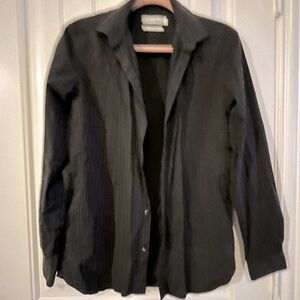 Calvin Klein Button Down No-Iron Size Small pinstripe black gray white